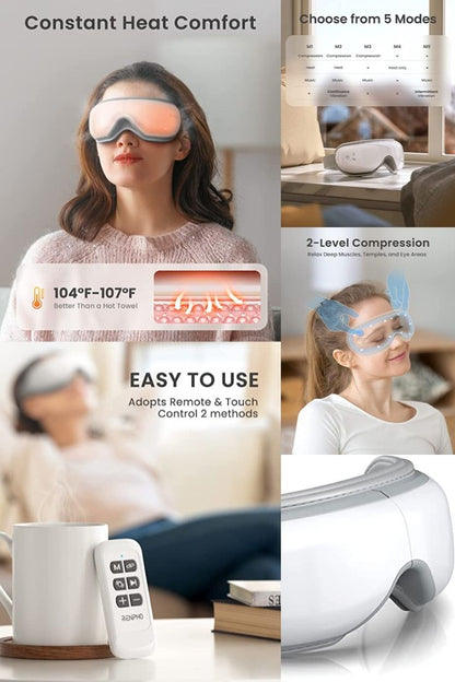 Smart Eye Massager with Heat & Bluetooth Music